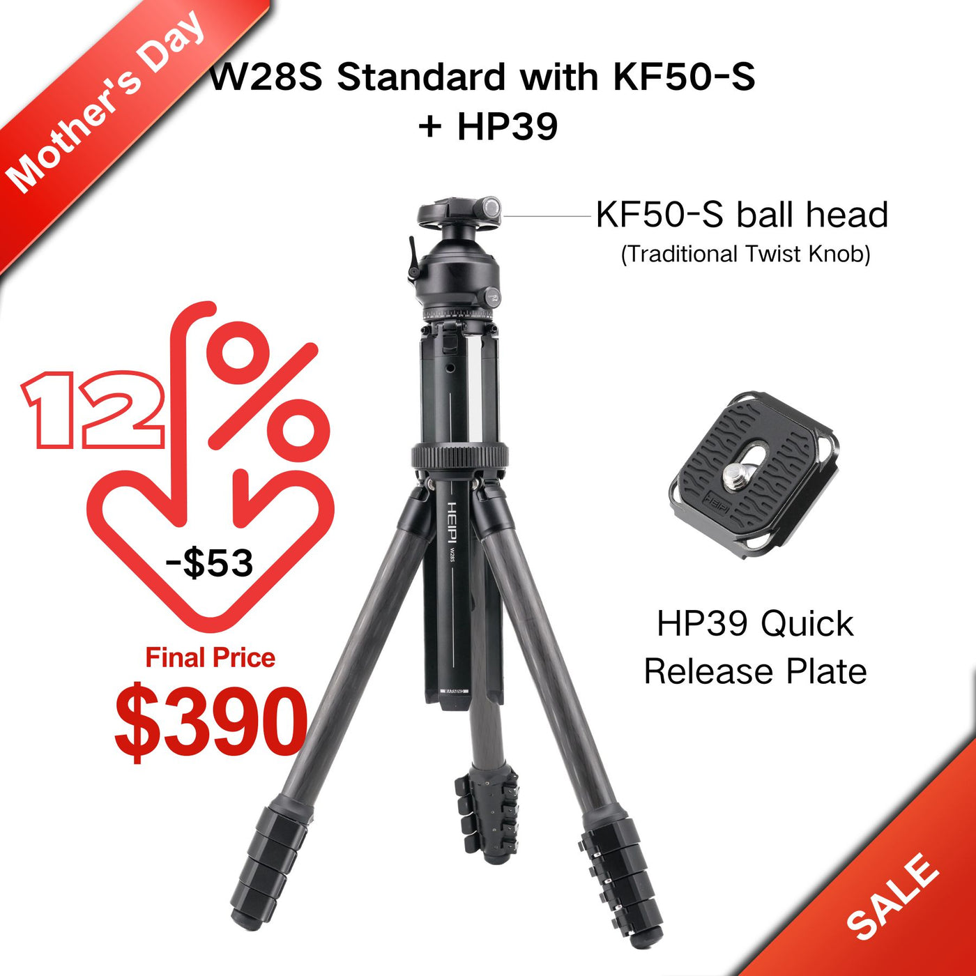 HEIPI 3-in-1 Travel Tripod - W28S