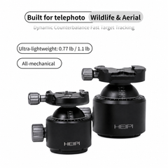 HEIPI KF50S and KF60S counterbalance ball heads for telephoto, wildlife, and aerial photography