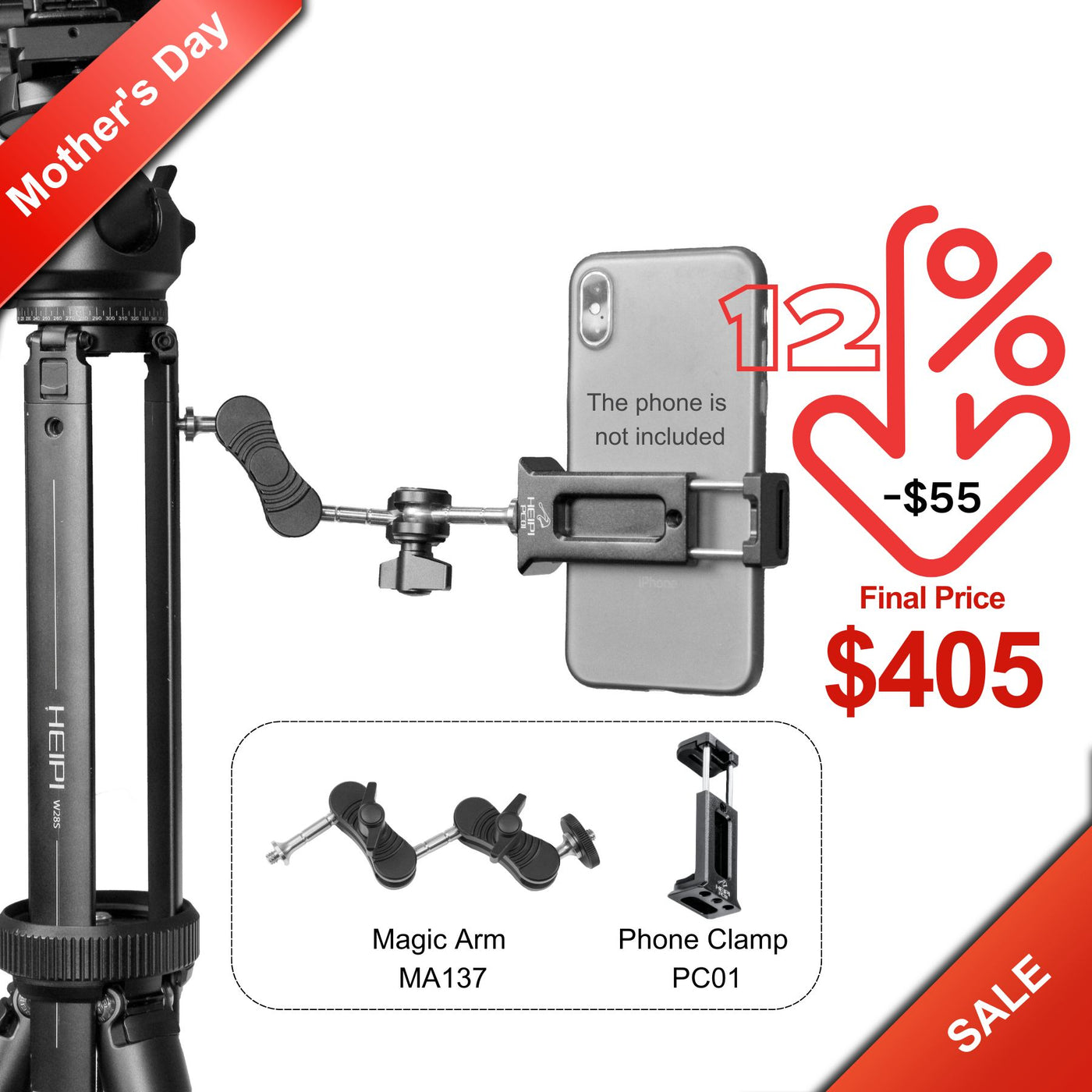 HEIPI 3-in-1 Travel Tripod - W28S