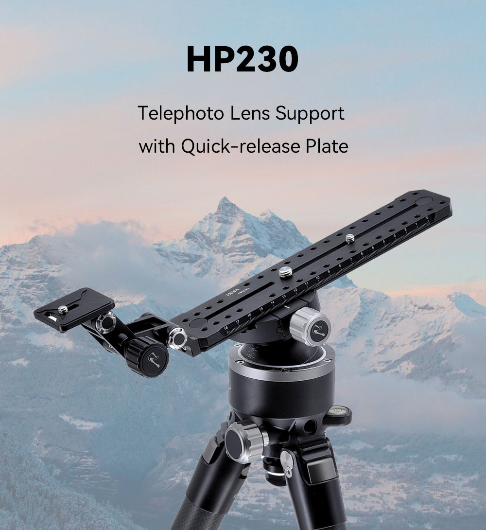 heipi HP230 telephoto lens support with quick release plate